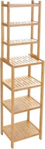 URFORESTIC 7-Tier Bamboo Bathroom Shelf, Narrow Space Shelf for Small Space,Small Fish Tank Stand Multifunctional Storage Rack, Wood Corner Rack