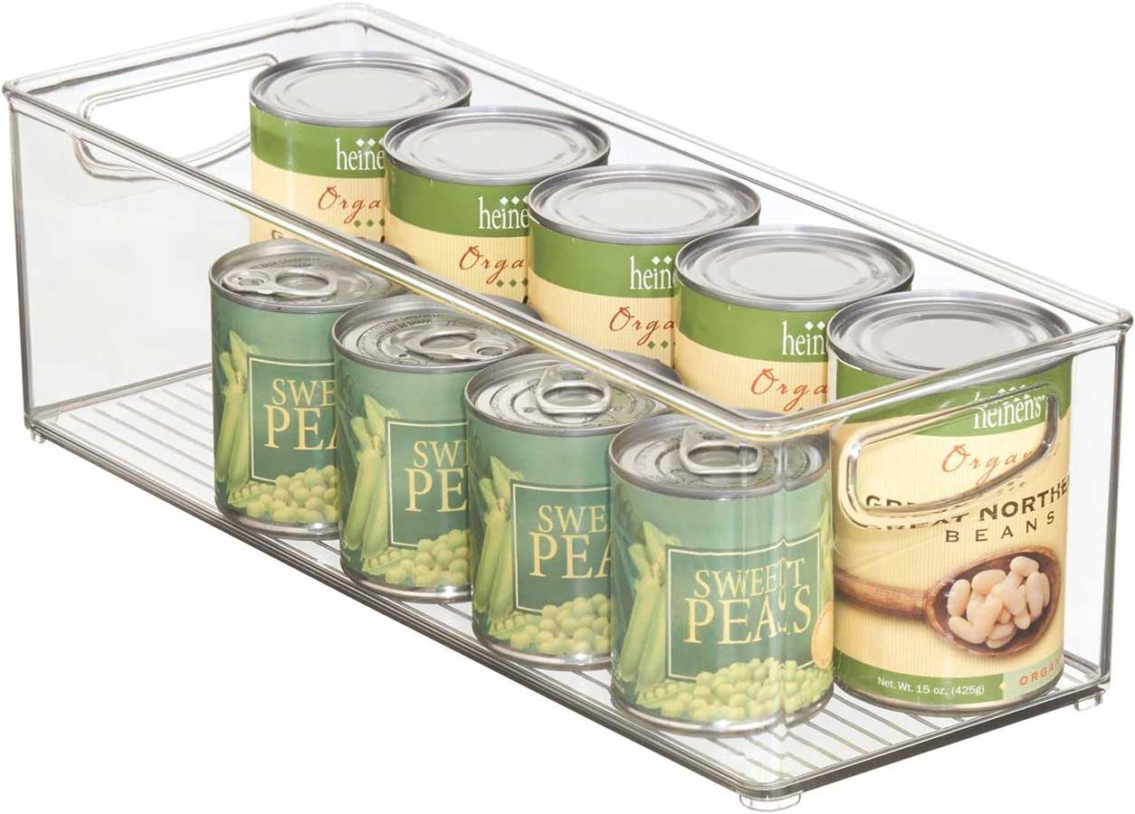 mDesign Plastic Stackable Kitchen Organizer - Storage Bin with Handles for Refrigerator, Freezer, Cabinet, and Pantry Shelves Organization - Food Container...