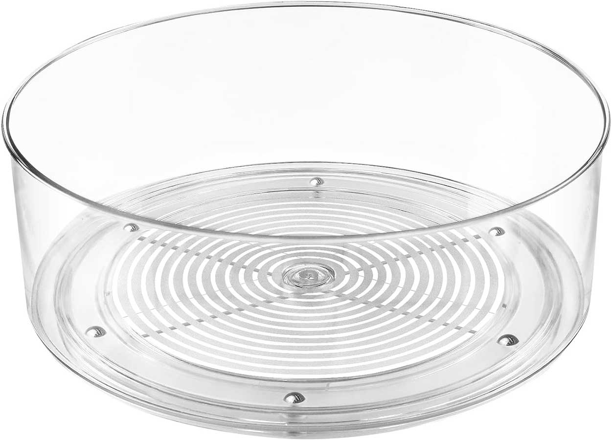 Refrigerator Lazy Susan, Clear Turntable Organizer, Pantry Lazy Susan Organizer, Plastic 360 Degree Rotating Lazy Susan for Fridge 1pcs