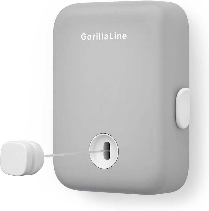 GorillaLine - Retractable Clothesline Indoor Outdoor Clothes Line - Heavy Duty Clothes Drying Laundry Line - Wall Mounted Drying Rack - Air Dry Clothing