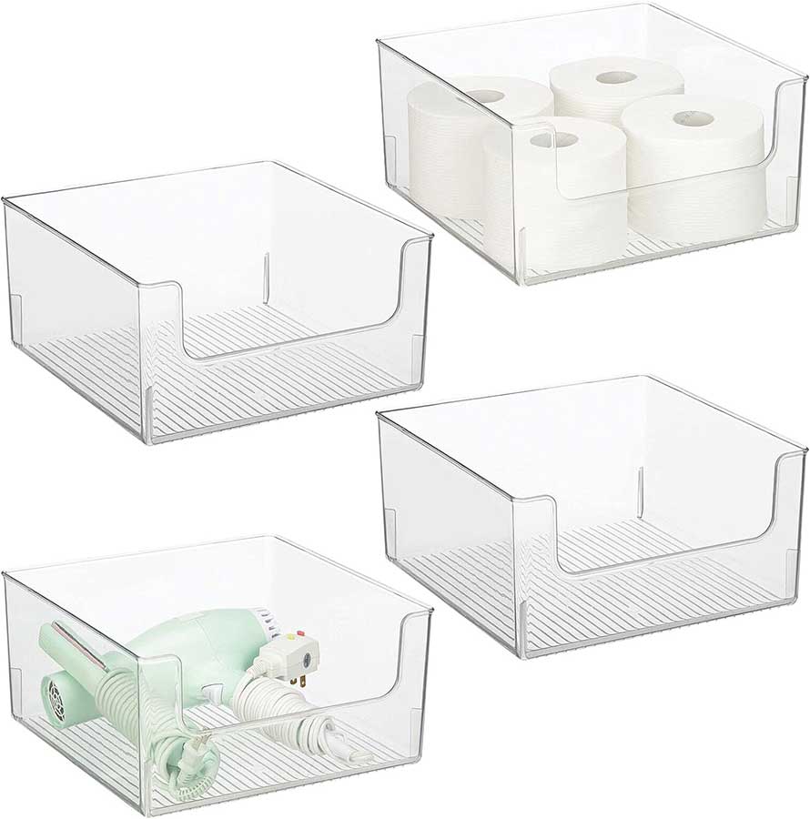Wide Plastic Storage Organizer Bin