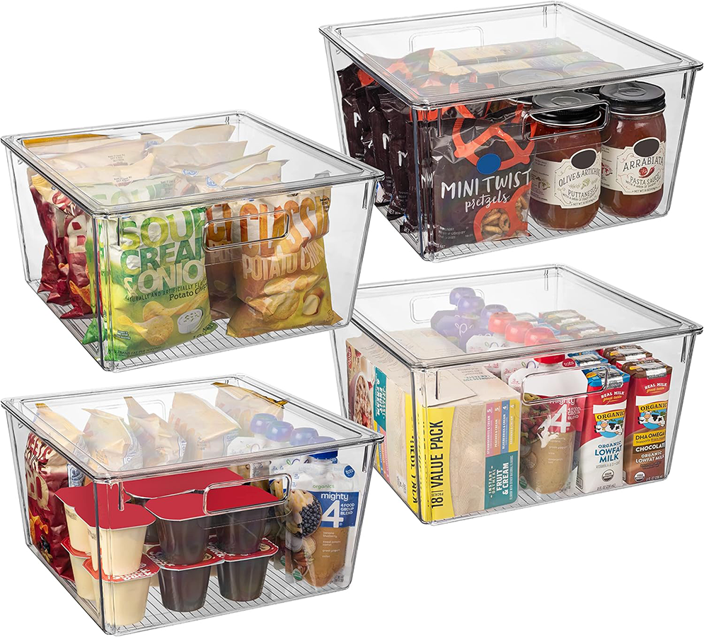 CLEARSPACE Plastic Storage Bins with Lids XL – Perfect Kitchen Organization or Pantry Storage – Fridge Organizer, Pantry Organization and Storage Bins