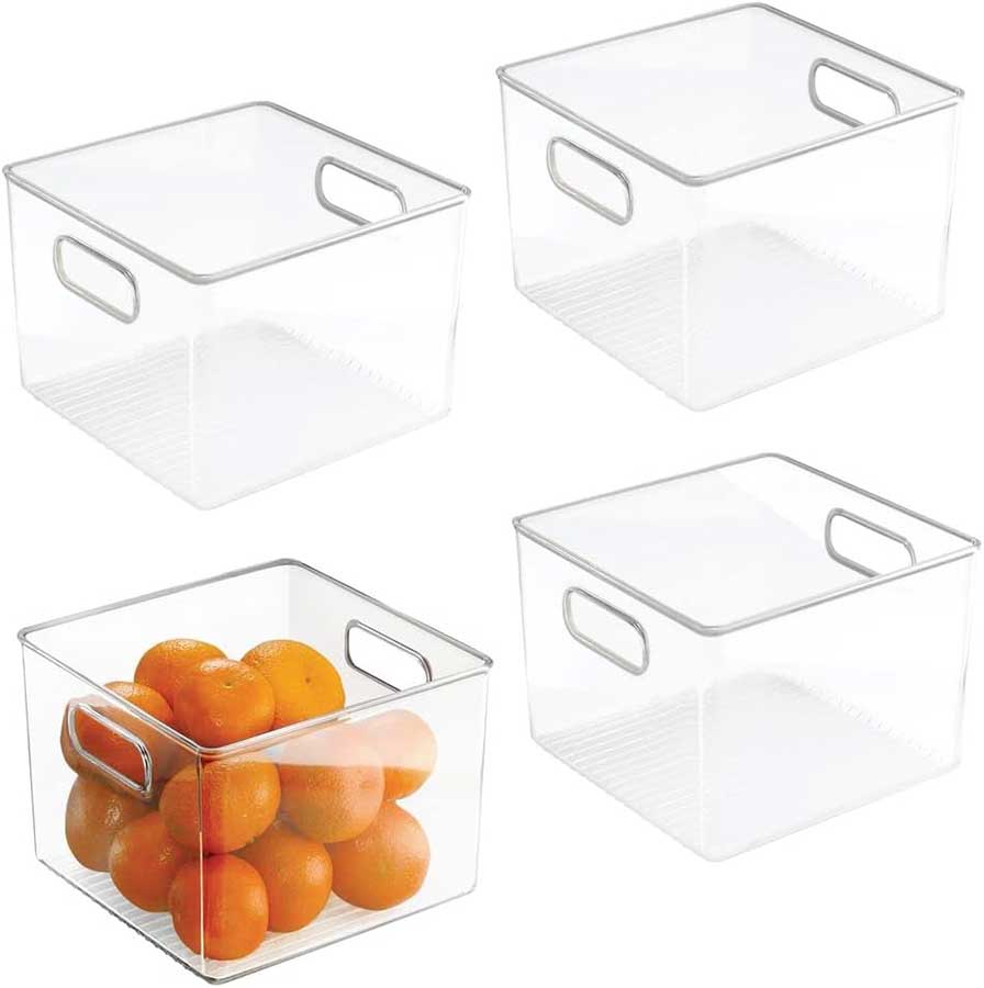 iDesign Plastic Fridge and Pantry Storage Bins, Organizer Container for Kitchen, Bathroom, Office, Craft Room, BPA-Free, 8" x 8" x 6", Set of 4
