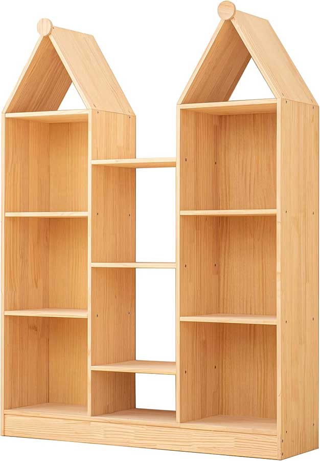ChubanCraft 3 Tier Storage Cabinet Organizer Wooden Kids Bookshelf Toy Shelf Wood Open Display Cabinet Storage Bookcase Gift Natural (45.27" L x 11