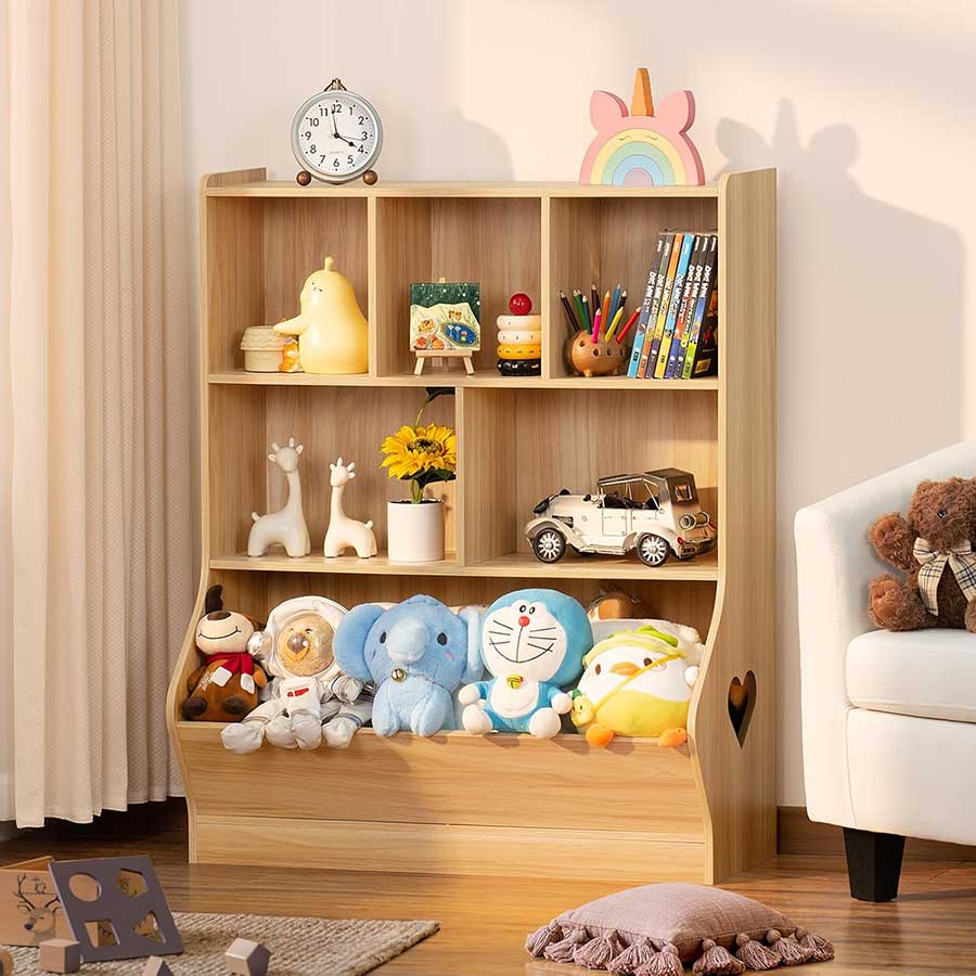 Lerliuo Kids Toy Storage Organizer, 3 Tier Children Small Bookcase and Bookshelf, Toddler 7 Cubby Toy Storage Cabinet, Toy Shelf for Playroom, Bedroom