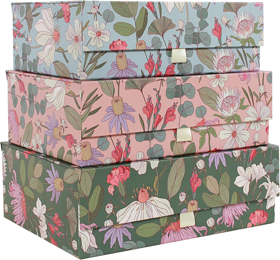 MIZFRUZZY Decorative Storage Boxes, Photo Storage, Keepsake Box with Magnet and Ribbon, Set of 3, Paper Cardboard, Stylish Home Decoration, Enhance Your.