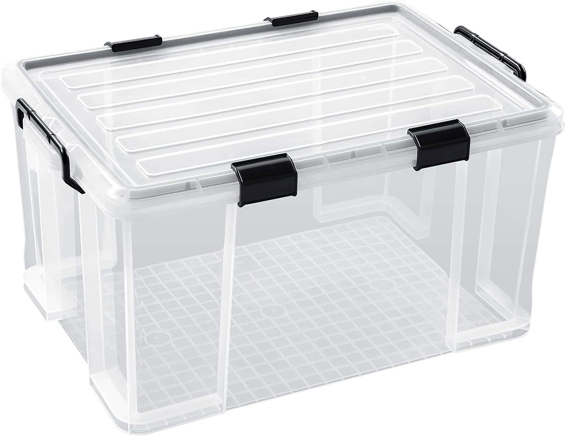 3-Pack Storage Bins with Lids, 90QT/85L Heavy Duty Storage Bins, Weathertight Storage Containers, Trunk Organizer, Great for Garage Storage,Outdoor Moving Boxes, Stackable Closet Organizer for Clothes