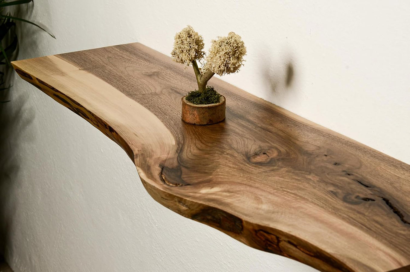 Ecca Shelf - Floating Walnut Fireplace Mantle, Live Edge Wood Mantel Shelf, Floating Fireplace Shelf, Rustic Mantelpiece, Rustic Mantel Shelf